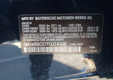 2015 BMW X5 xDrive50I z USA, uszkodzony, nr VIN 5UXKR6C57F0J74308